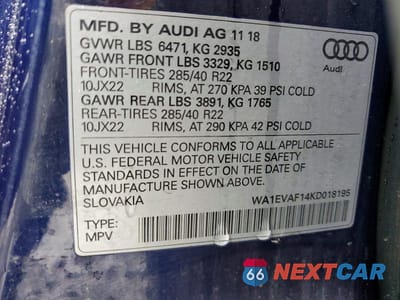 Zdjęcie 13 z 13 samochodu: 2019 AUDI Q8 PREMIUM PLUS S-LINE VIN:WA1EVAF14KD018195 - miniatura