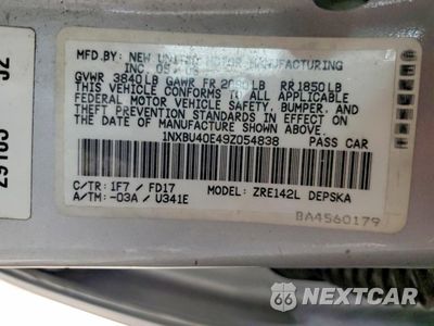 Zdjęcie 13 z 13 samochodu: 2009 TOYOTA COROLLA S VIN:1NXBU40E49Z054838 - miniatura
