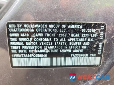 Zdjęcie 12 z 12 samochodu: 2015 VOLKSWAGEN PASSAT S VIN:1VWAT7A36FC059846 - miniatura