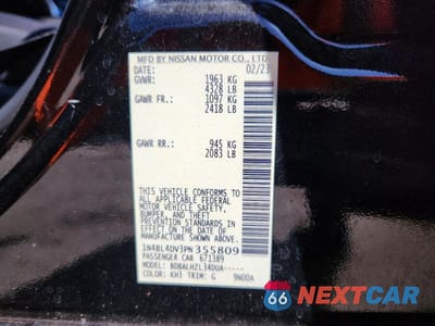 Zdjęcie 12 z 12 samochodu: 2023 NISSAN ALTIMA 2.5 SV VIN:1N4BL4DV3PN355809 - miniatura