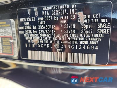 Zdjęcie 13 z 13 samochodu: 2022 KIA SORENTO S VIN:5XYRL4LC1NG124694 - miniatura