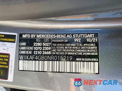 Zdjęcie 12 z 12 samochodu: 2022 MERCEDES-BENZ C 300 VIN:W1KAF4GB0NR015219 - miniatura