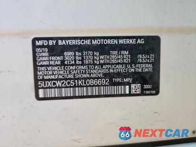 Zdjęcie 14 z 14 samochodu: 2019 BMW X7 XDRIVE40I VIN:5UXCW2C51KL086692 - miniatura