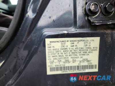 Zdjęcie 12 z 12 samochodu: 2007 NISSAN ALTIMA 2.5 VIN:1N4AL21E97C199193 - miniatura