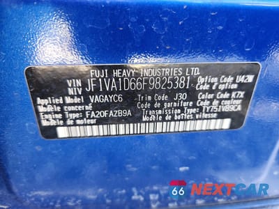 Zdjęcie 12 z 12 samochodu: 2015 SUBARU WRX PREMIUM VIN:JF1VA1D66F9825381 - miniatura