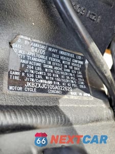 Zdjęcie 8 z 8 samochodu: 2005 KAWASAKI ZX636 C1 VIN:JKBZXJC105A022620 - miniatura