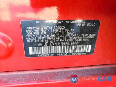 Zdjęcie 12 z 12 samochodu: 2011 SUBARU IMPREZA WRX VIN:JF1GV7F61BG503444 - miniatura