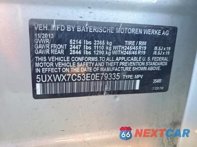 Zdjęcie 13 z 13 samochodu: 2014 BMW X3 VIN:5UXWX7C53E0E79335 - miniatura