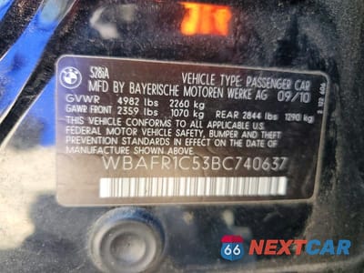 Zdjęcie 12 z 12 samochodu: 2011 BMW 528 I VIN:WBAFR1C53BC740637 - miniatura