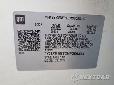 Zdjęcie 12 z 12 samochodu: 2022 CHEVROLET MALIBU LS VIN:1G1ZB5ST2NF206293 - miniatura