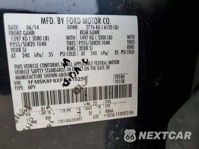 Zdjęcie 13 z 13 samochodu: 2015 FORD EXPLORER LIMITED VIN:1FM5K8F8XFGA15256 - miniatura