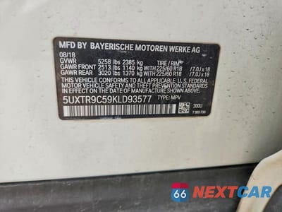 Zdjęcie 13 z 13 samochodu: 2019 BMW X3 XDRIVE30I VIN:5UXTR9C59KLD93577 - miniatura