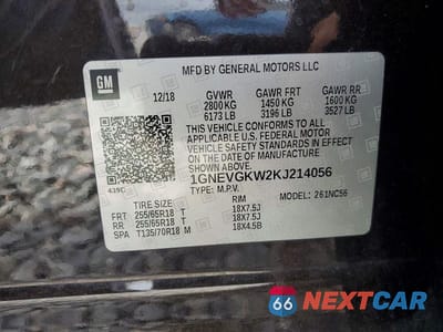 Zdjęcie 13 z 13 samochodu: 2019 CHEVROLET TRAVERSE LT VIN:1GNEVGKW2KJ214056 - miniatura