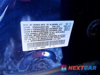 Zdjęcie 13 z 13 samochodu: 2016 HONDA PILOT TOURING VIN:5FNYF6H93GB006006 - miniatura