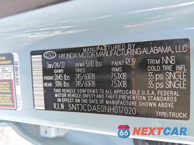 Zdjęcie 10 z 10 samochodu: 2022 HYUNDAI SANTA CRUZ SEL VIN:5NTJCDAE0NH017020 - miniatura
