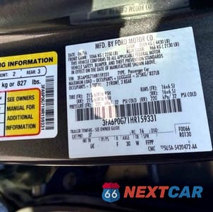 Zdjęcie 10 z 10 samochodu: 2017 FORD FUSION S VIN:3FA6P0G71HR159331 - miniatura