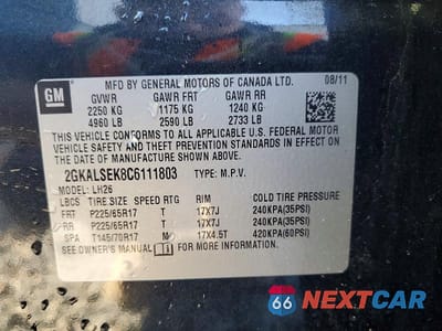Zdjęcie 13 z 13 samochodu: 2012 GMC TERRAIN SLE VIN:2GKALSEK8C6111803 - miniatura