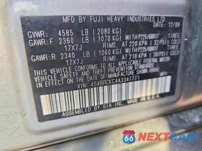 Zdjęcie 12 z 12 samochodu: 2010 SUBARU OUTBACK 2.5I LIMITED VIN:4S4BRCKC4A3347771 - miniatura