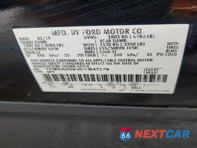 Zdjęcie 13 z 13 samochodu: 2019 FORD EXPLORER XLT VIN:1FM5K8D84KGB47278 - miniatura