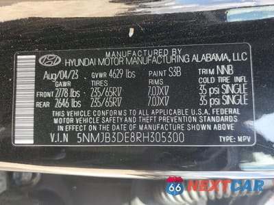 Zdjęcie 14 z 14 samochodu: 2024 HYUNDAI TUCSON SEL VIN:5NMJB3DE8RH305300 - miniatura
