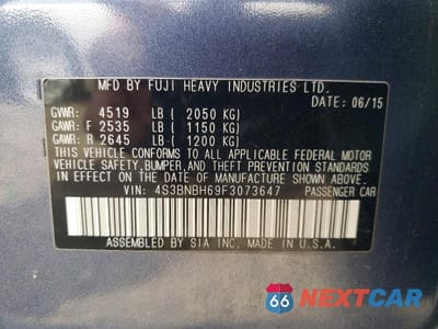Zdjęcie 12 z 12 samochodu: 2015 SUBARU LEGACY 2.5I PREMIUM VIN:4S3BNBH69F3073647 - miniatura