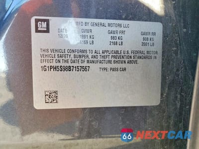 Zdjęcie 12 z 12 samochodu: 2011 CHEVROLET CRUZE LTZ VIN:1G1PH5S98B7157567 - miniatura