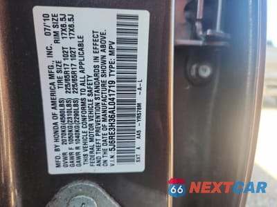 Zdjęcie 13 z 13 samochodu: 2010 HONDA CR-V LX VIN:5J6RE3H36AL041719 - miniatura