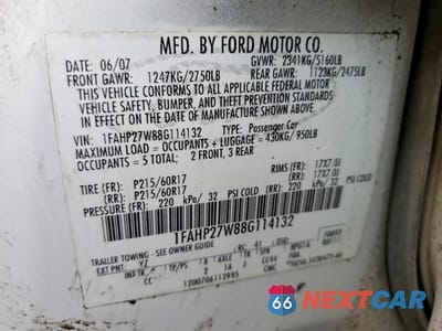 Zdjęcie 13 z 13 samochodu: 2008 FORD TAURUS SEL VIN:1FAHP27W88G114132 - miniatura