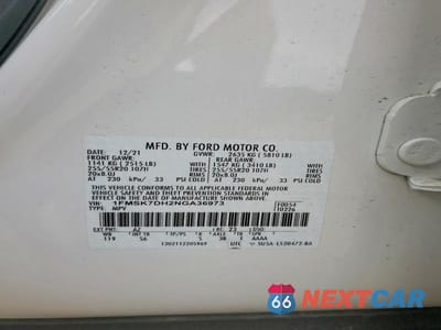 Zdjęcie 13 z 13 samochodu: 2022 FORD EXPLORER XLT VIN:1FMSK7DH2NGA36973 - miniatura