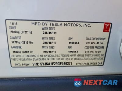 Zdjęcie 12 z 12 samochodu: 2016 TESLA MODEL S VIN:5YJSA1E29GF169371 - miniatura