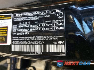 Zdjęcie 13 z 13 samochodu: 2016 MERCEDES-BENZ GLE 350 VIN:4JGDA5JB6GA683429 - miniatura