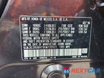 Zdjęcie 13 z 13 samochodu: 2016 HONDA HR-V EXL VIN:3CZRU6H79GM735531 - miniatura
