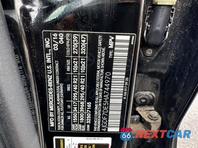 Zdjęcie 10 z 10 samochodu: 2017 MERCEDES-BENZ GLS 550 4MATIC VIN:4JGDF7DE5HA744970 - miniatura