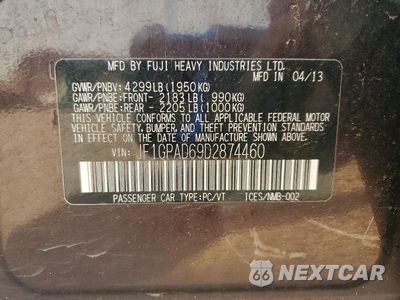 Zdjęcie 12 z 12 samochodu: 2013 SUBARU IMPREZA PREMIUM VIN:JF1GPAD69D2874460 - miniatura
