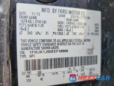 Zdjęcie 13 z 13 samochodu: 2014 FORD EXPEDITION EL XLT VIN:1FMJK1J50EEF18968 - miniatura