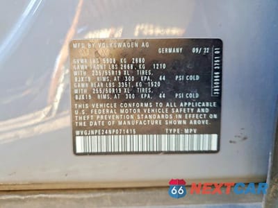 Zdjęcie 12 z 12 samochodu: 2022 VOLKSWAGEN ID.4 PRO VIN:WVGJNPE24NP071415 - miniatura