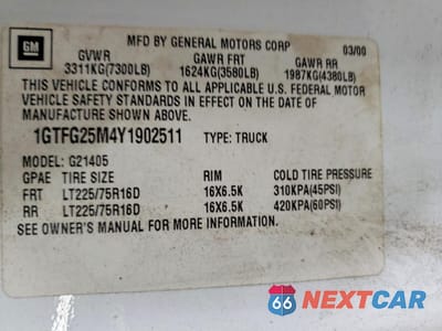 Zdjęcie 13 z 13 samochodu: 2000 GMC SAVANA G2500 VIN:1GTFG25M4Y1902511 - miniatura