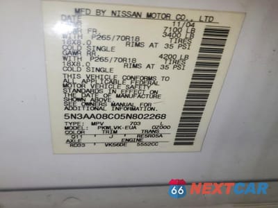 Zdjęcie 14 z 14 samochodu: 2005 INFINITI QX56 BASE VIN:5N3AA08C05N802268 - miniatura