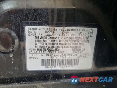 Zdjęcie 12 z 12 samochodu: 2016 NISSAN VERSA NOTE S VIN:3N1CE2CP9GL389370 - miniatura