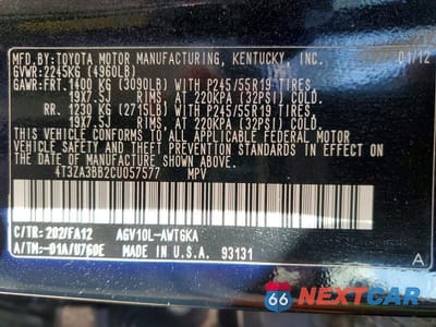 Zdjęcie 13 z 13 samochodu: 2012 TOYOTA VENZA LE VIN:4T3ZA3BB2CU057577 - miniatura