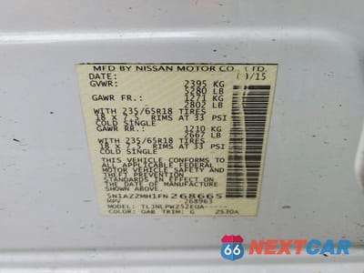 Zdjęcie 13 z 13 samochodu: 2015 NISSAN MURANO S VIN:5N1AZ2MH1FN268665 - miniatura
