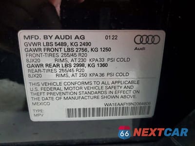Zdjęcie 13 z 13 samochodu: 2022 AUDI Q5 PREMIUM PLUS 45 VIN:WA1EAAFY8N2064606 - miniatura