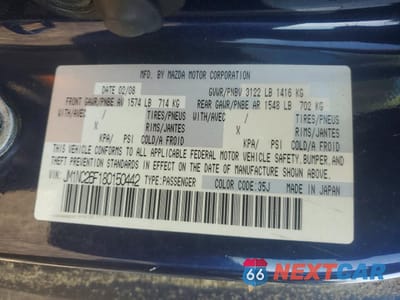 Zdjęcie 12 z 13 samochodu: 2008 MAZDA MX-5 MIATA VIN:JM1NC26F180150442 - miniatura