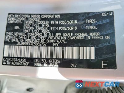 Zdjęcie 14 z 14 samochodu: 2014 LEXUS GX 460 BASE VIN:JTJBM7FX7E5082732 - miniatura