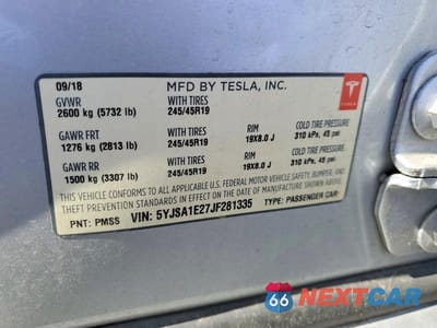 Zdjęcie 12 z 12 samochodu: 2018 TESLA MODEL S VIN:5YJSA1E27JF281335 - miniatura