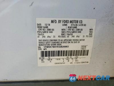 Zdjęcie 13 z 13 samochodu: 2019 FORD EXPLORER VIN:1FM5K7B81KGB26983 - miniatura