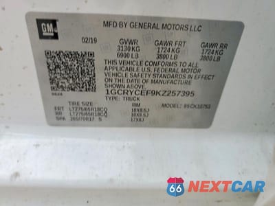 Zdjęcie 13 z 13 samochodu: 2019 CHEVROLET SILVERADO K1500 TRAIL BOSS CUSTOM VIN:1GCRYCEF9KZ257395 - miniatura