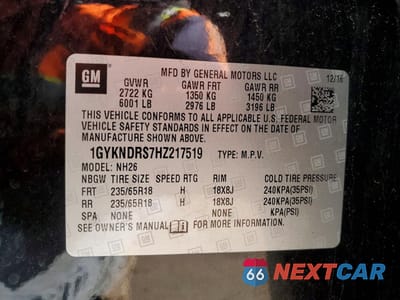 Zdjęcie 13 z 13 samochodu: 2017 CADILLAC XT5 LUXURY VIN:1GYKNDRS7HZ217519 - miniatura