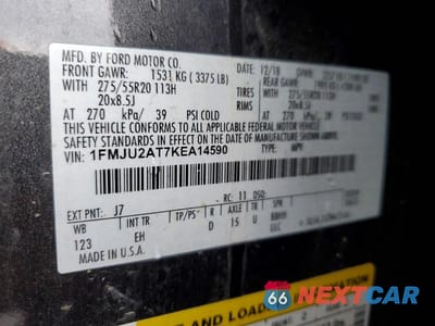 Zdjęcie 13 z 13 samochodu: 2019 FORD EXPEDITION LIMITED VIN:1FMJU2AT7KEA14590 - miniatura