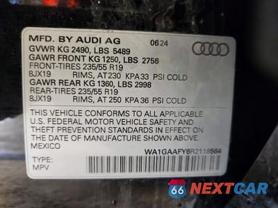 Zdjęcie 13 z 13 samochodu: 2024 AUDI Q5 PREMIUM 45 VIN:WA1GAAFY6R2118564 - miniatura